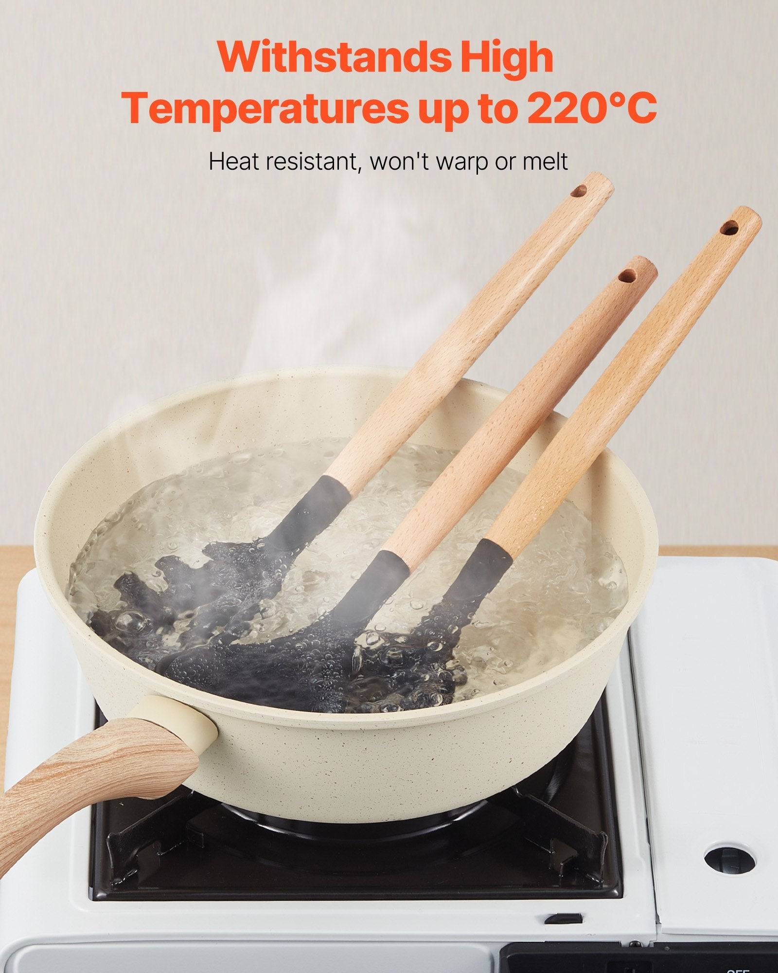 50-Piece Kitchen Utensils Set – Heat Resistant Silicone Cooking Tools with Wooden Handles
