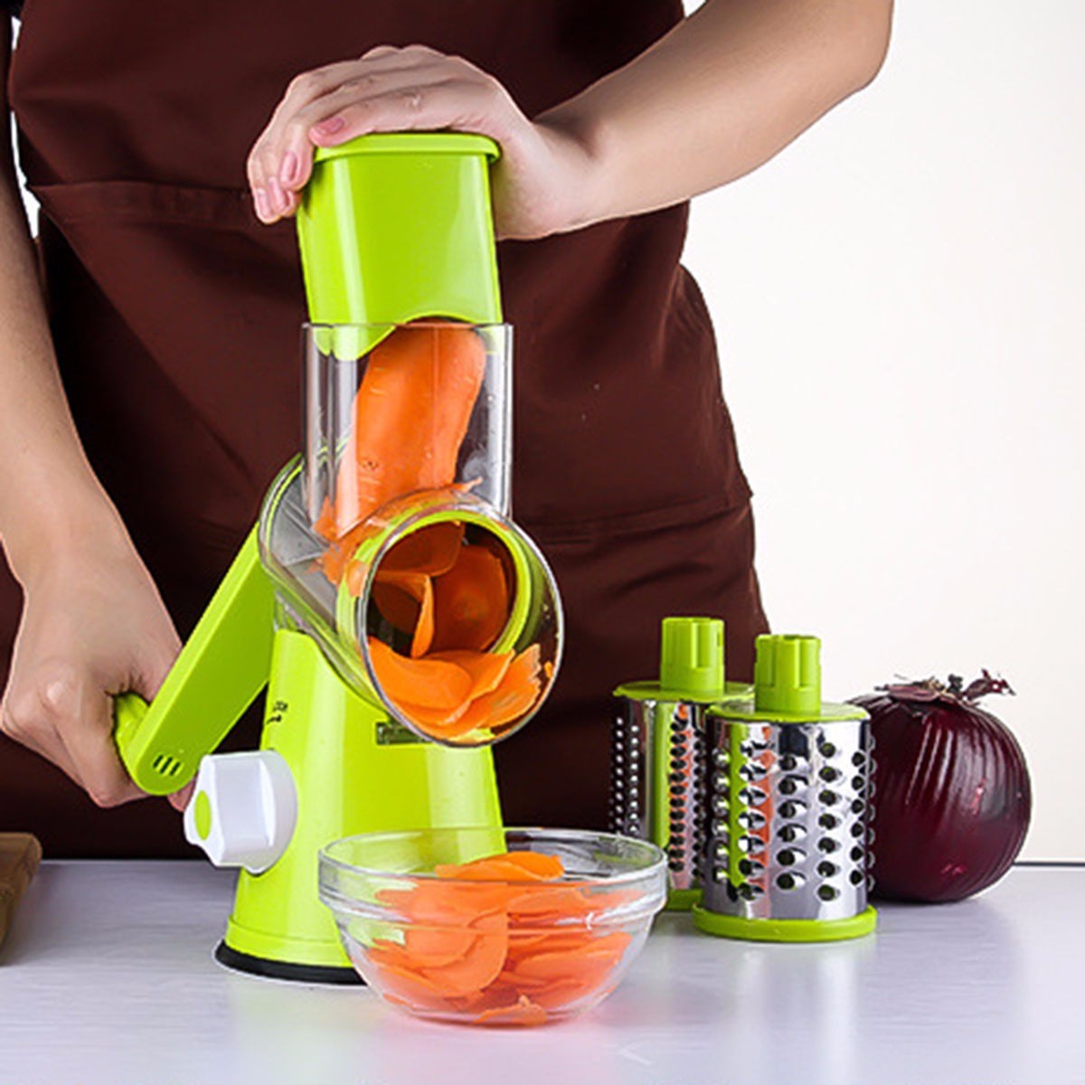 Vegetable Cutter & Mandoline Slicer – Multi-Function Round Grater for Potatoes, Carrots, Cheese & More