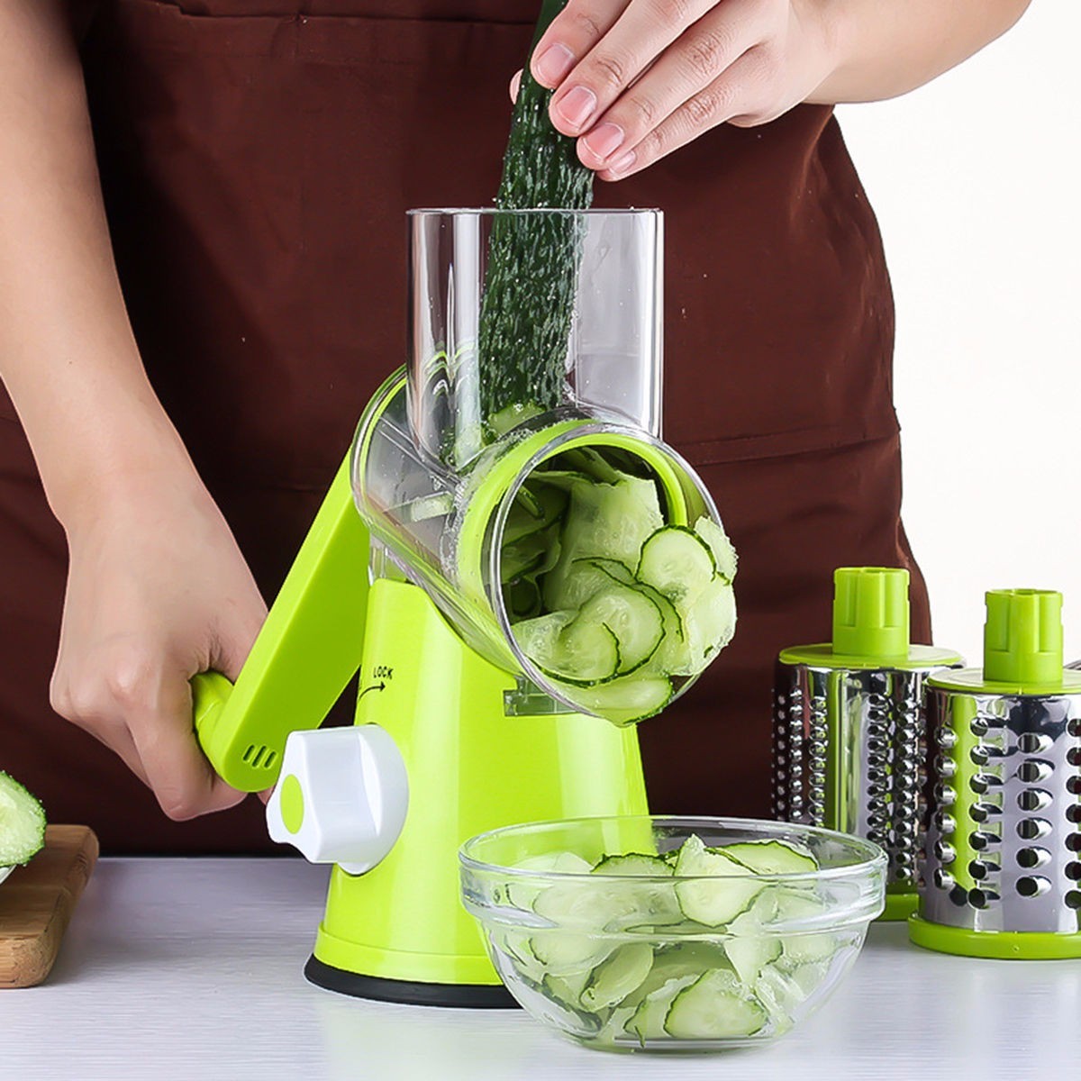 Vegetable Cutter & Mandoline Slicer – Multi-Function Round Grater for Potatoes, Carrots, Cheese & More