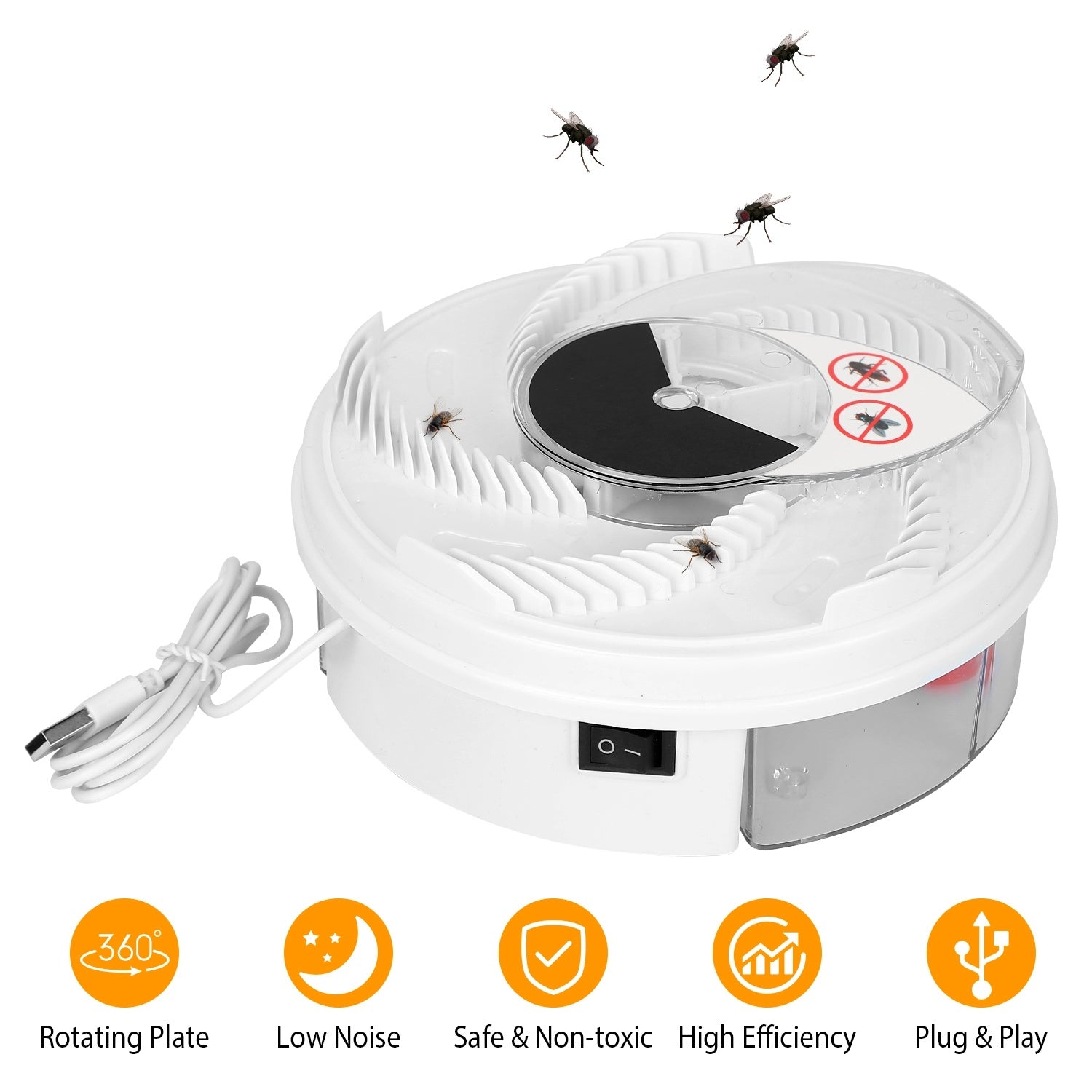USB Electric Fly Trap – Automatic Rotating Fly Catcher & Pest Repellent for Home & Kitchen