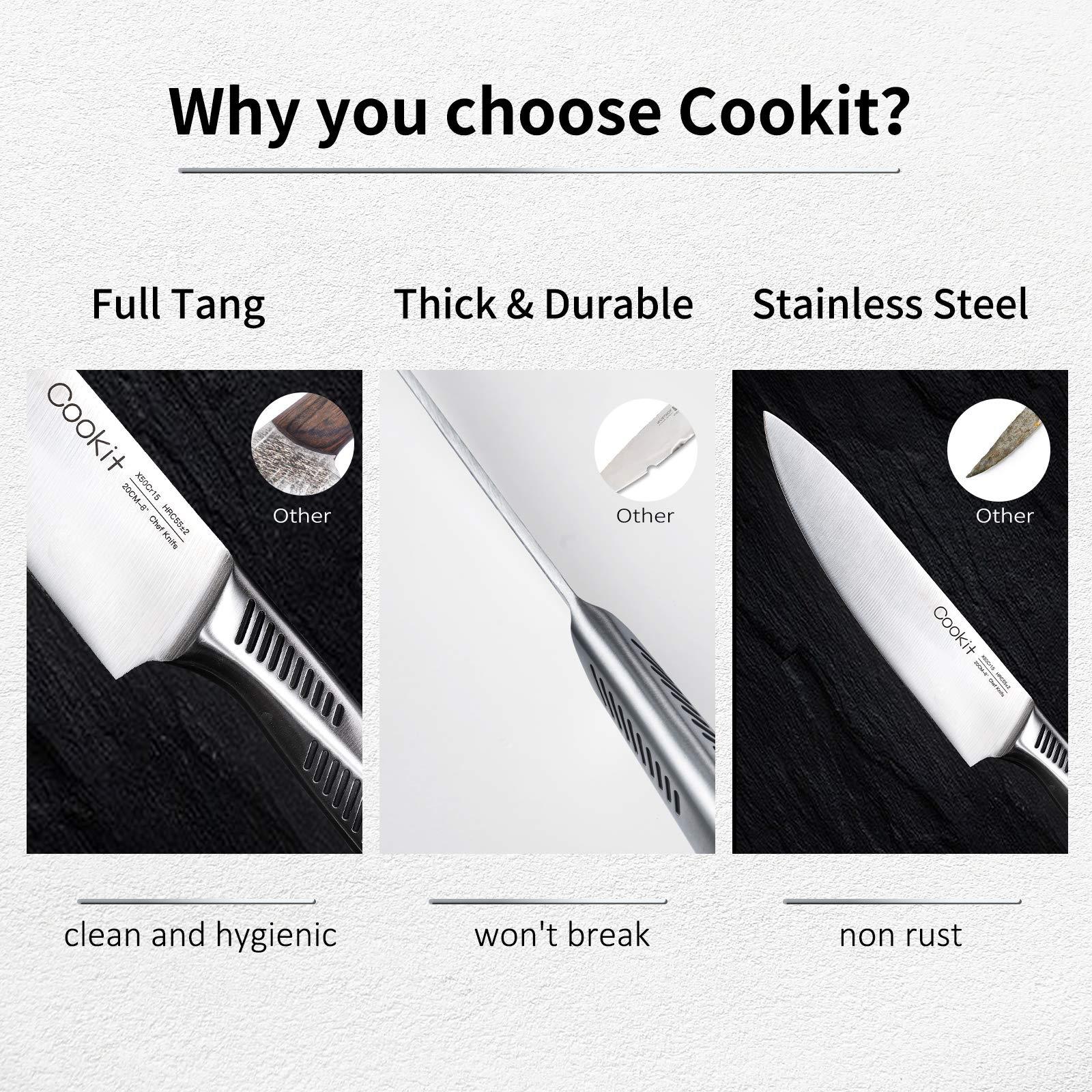 Kitchen Knife Set – 15-Piece German Stainless Steel Knives with Block, Chef Knife, Scissors & Sharpener