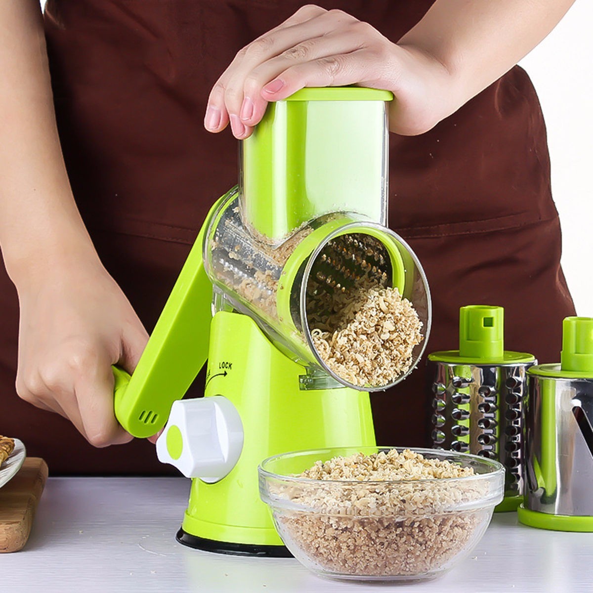 Vegetable Cutter & Mandoline Slicer – Multi-Function Round Grater for Potatoes, Carrots, Cheese & More