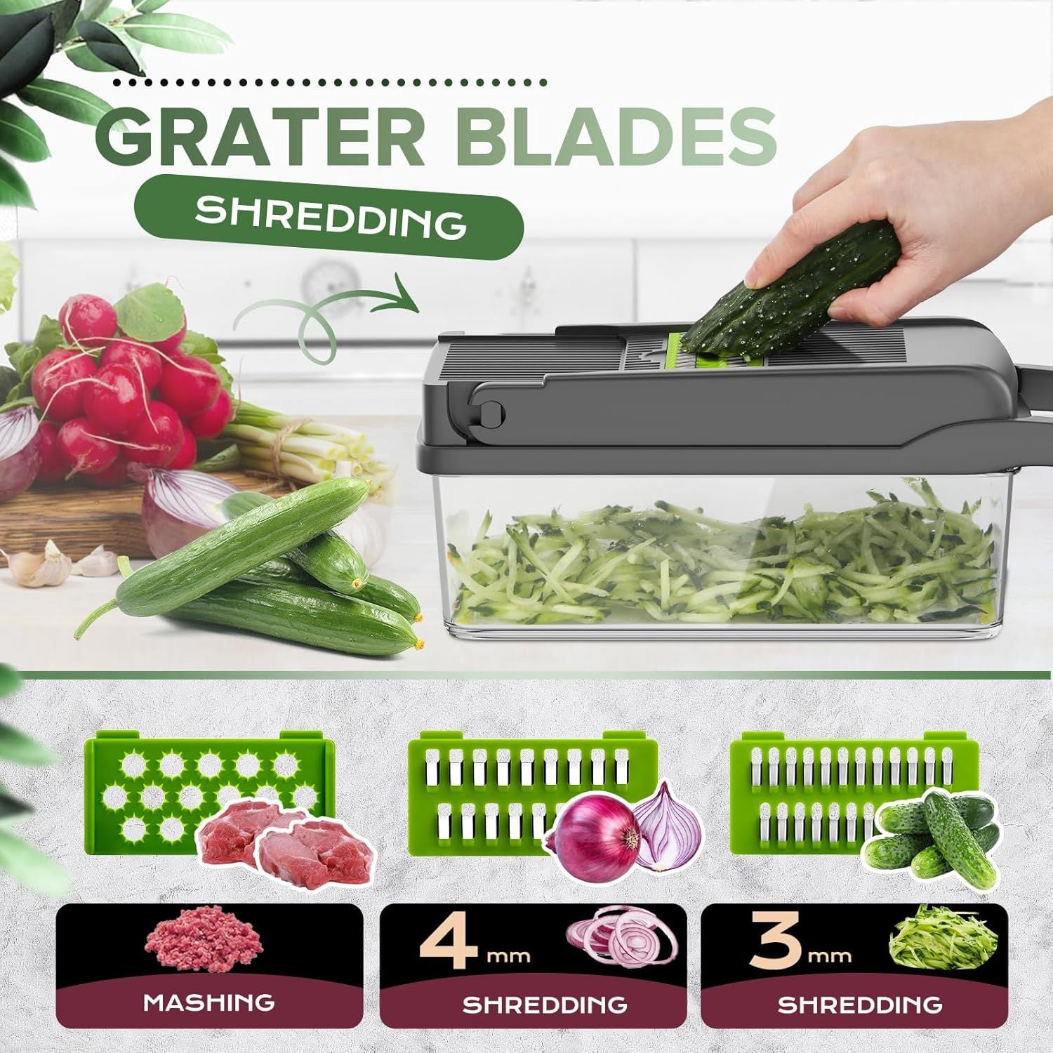 16-in-1 Vegetable Chopper & Slicer with Container – Multi-Functional Kitchen Gadget for Fruits, Vegetables & Salads