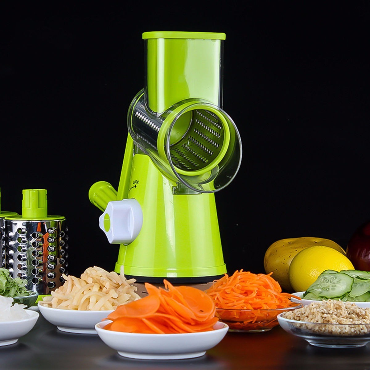 Vegetable Cutter & Mandoline Slicer – Multi-Function Round Grater for Potatoes, Carrots, Cheese & More