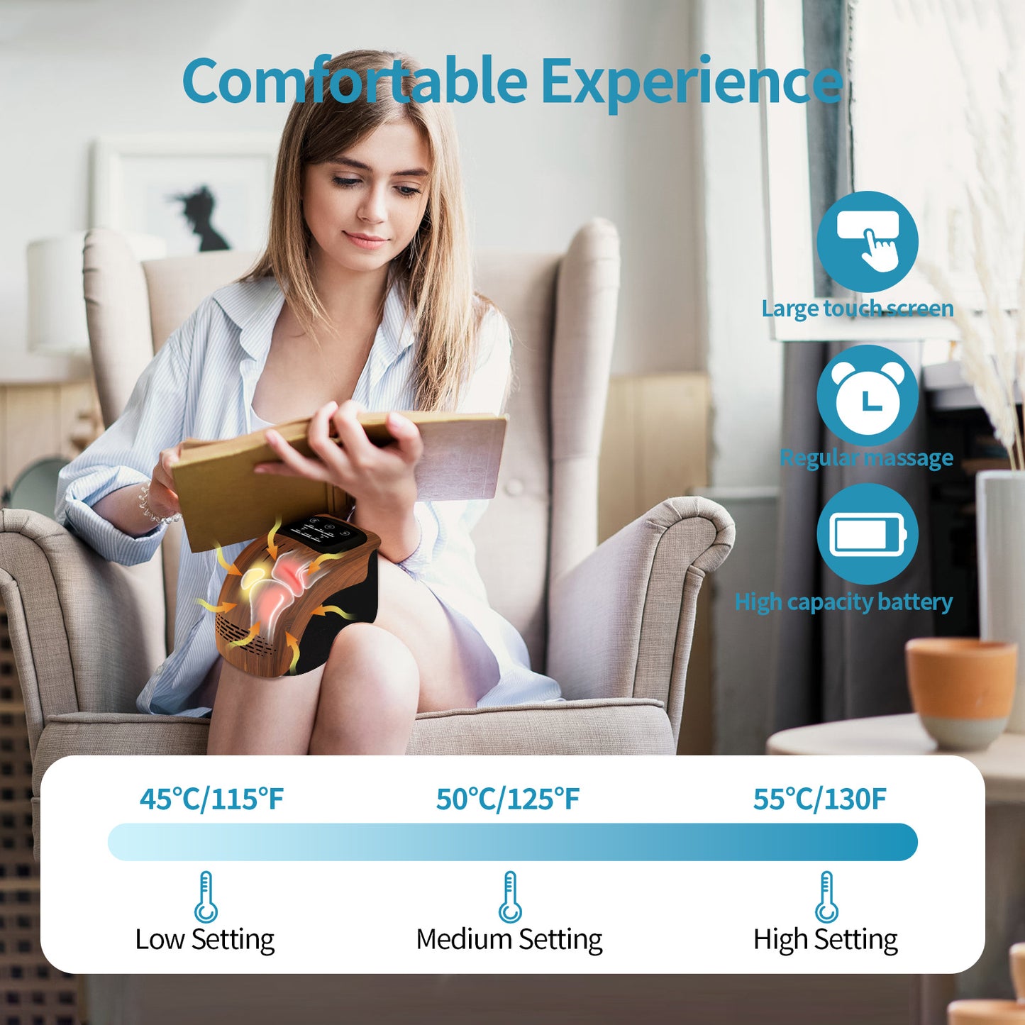 Умен електрически масажор за колене с топлина и вибрация | Перфектният момент за релакс след готвене | Kukhenski