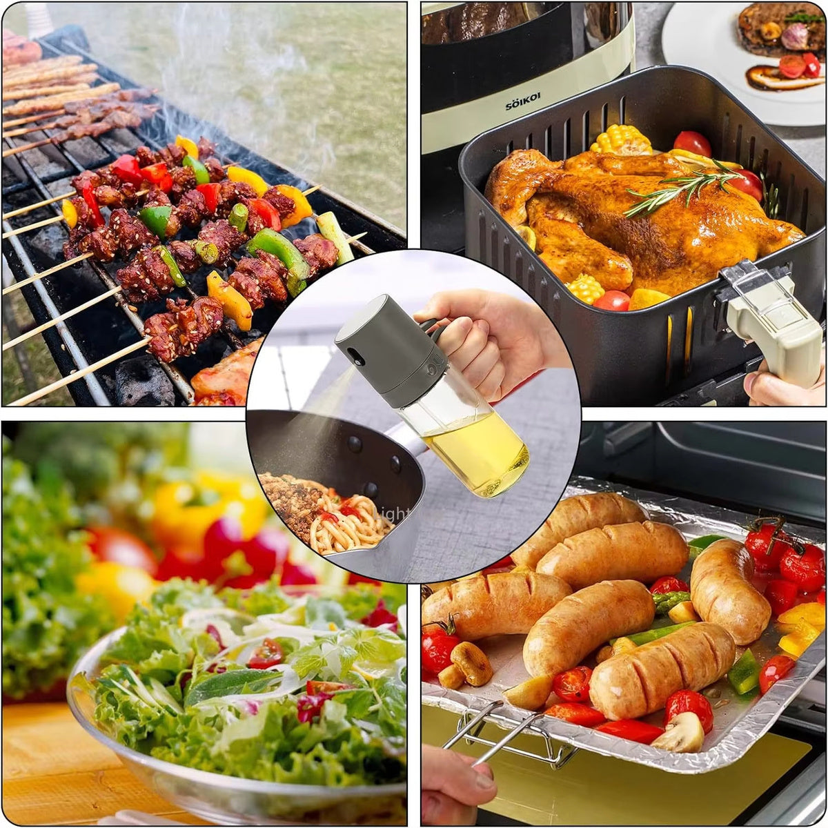 Стъклена бутилка с пулверизатор за олио – Многократен спрей за зехтин за готвене, барбекю и салати