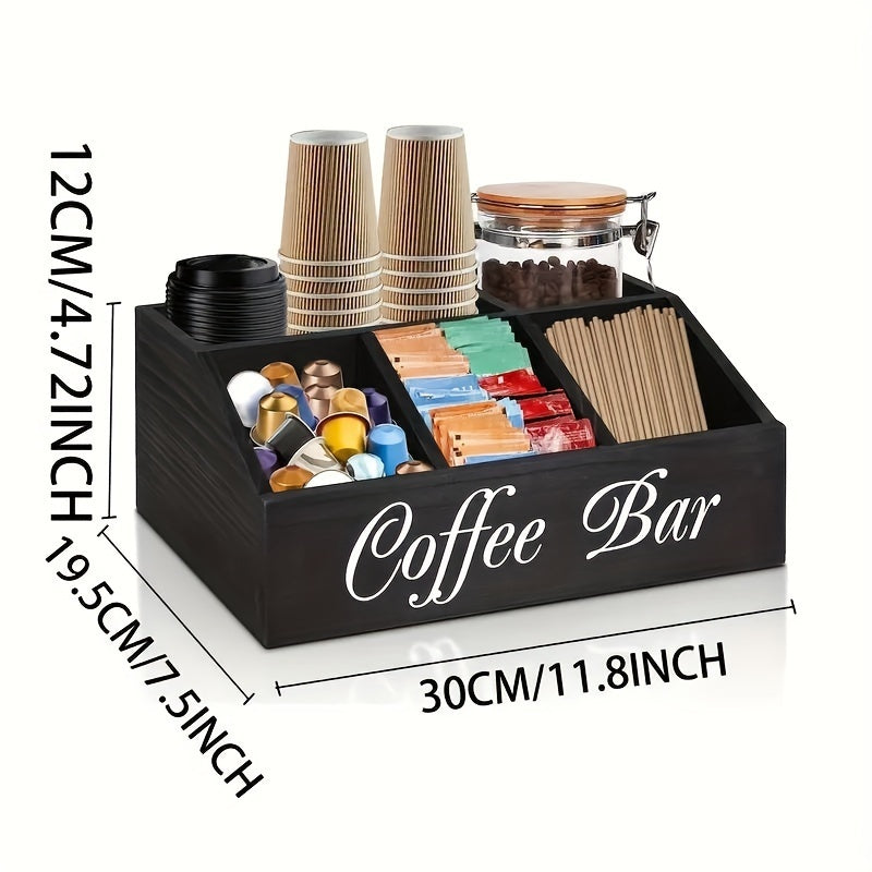 Houten koffiebar organizer “Coffee Bar” – doos voor koffie accessoires en capsules | Kukhenski