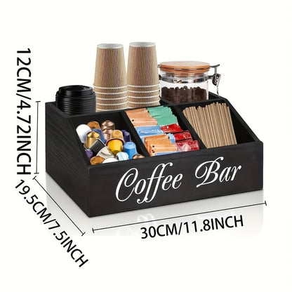 Houten koffiebar organizer “Coffee Bar” – doos voor koffie accessoires en capsules | Kukhenski