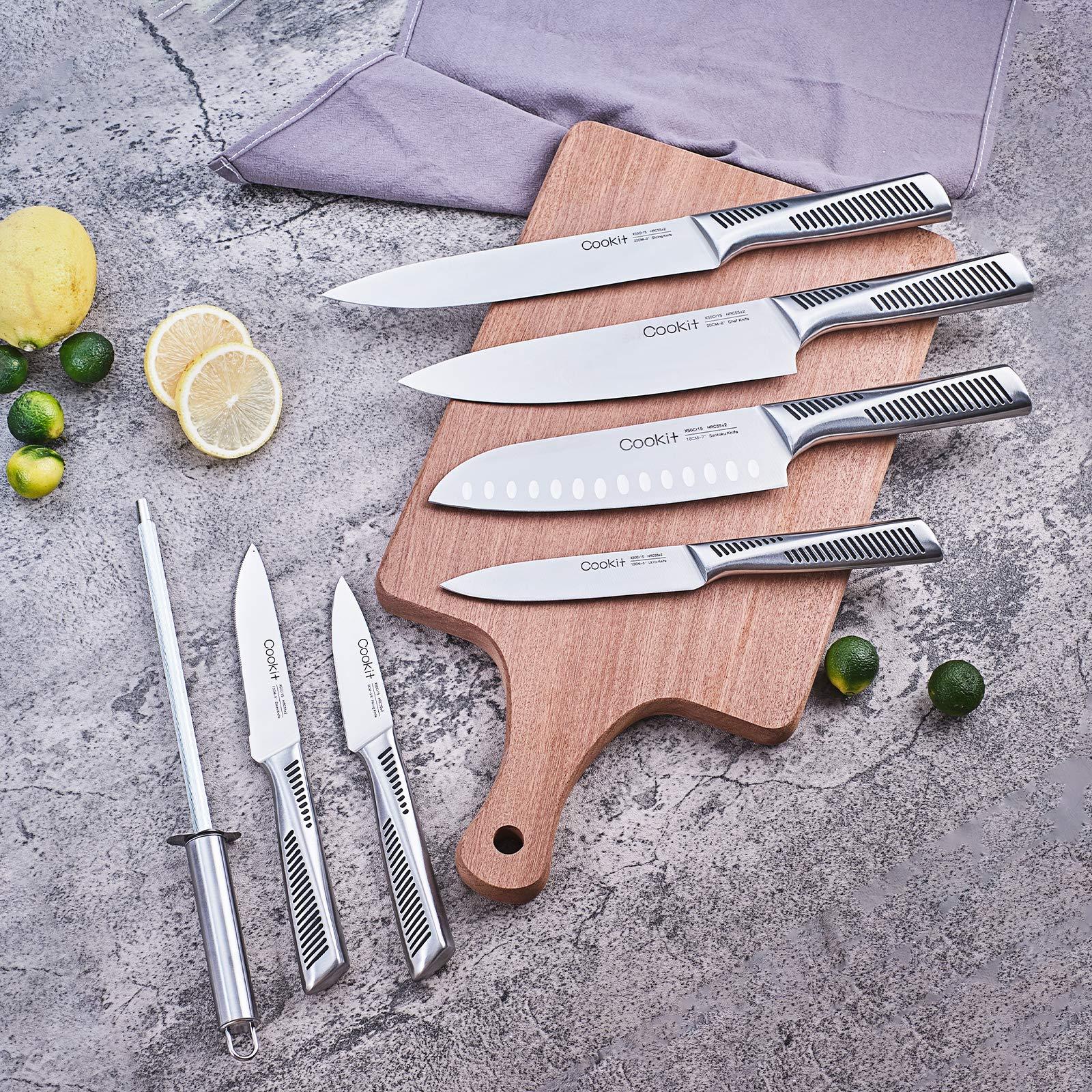 Kitchen Knife Set – 15-Piece German Stainless Steel Knives with Block, Chef Knife, Scissors & Sharpener