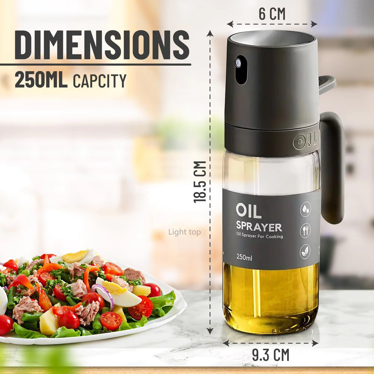 Glass Oil Sprayer Bottle – Refillable Olive Oil Mister for Cooking, BBQ & Salad