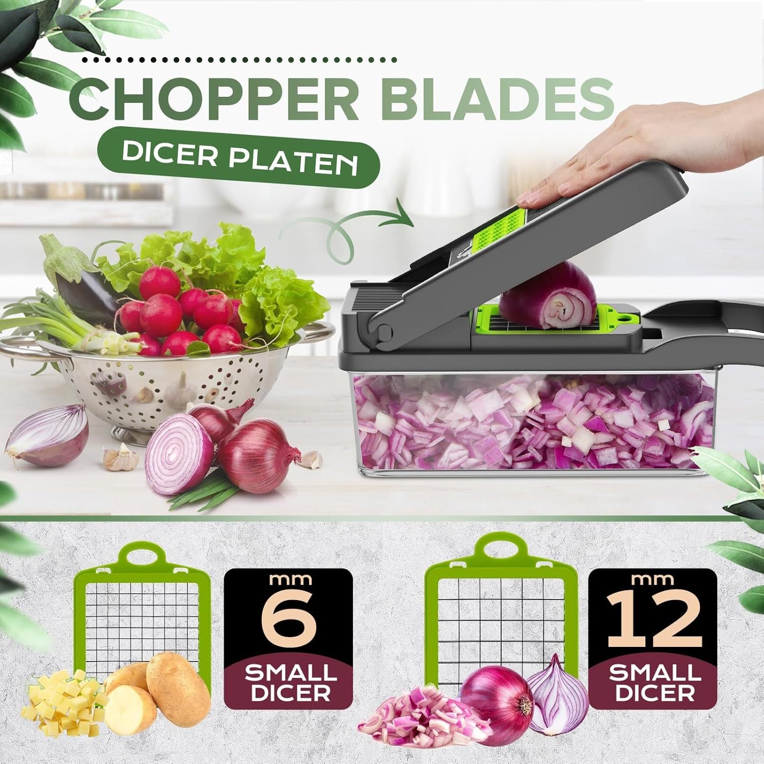 16-in-1 Vegetable Chopper & Slicer with Container – Multi-Functional Kitchen Gadget for Fruits, Vegetables & Salads