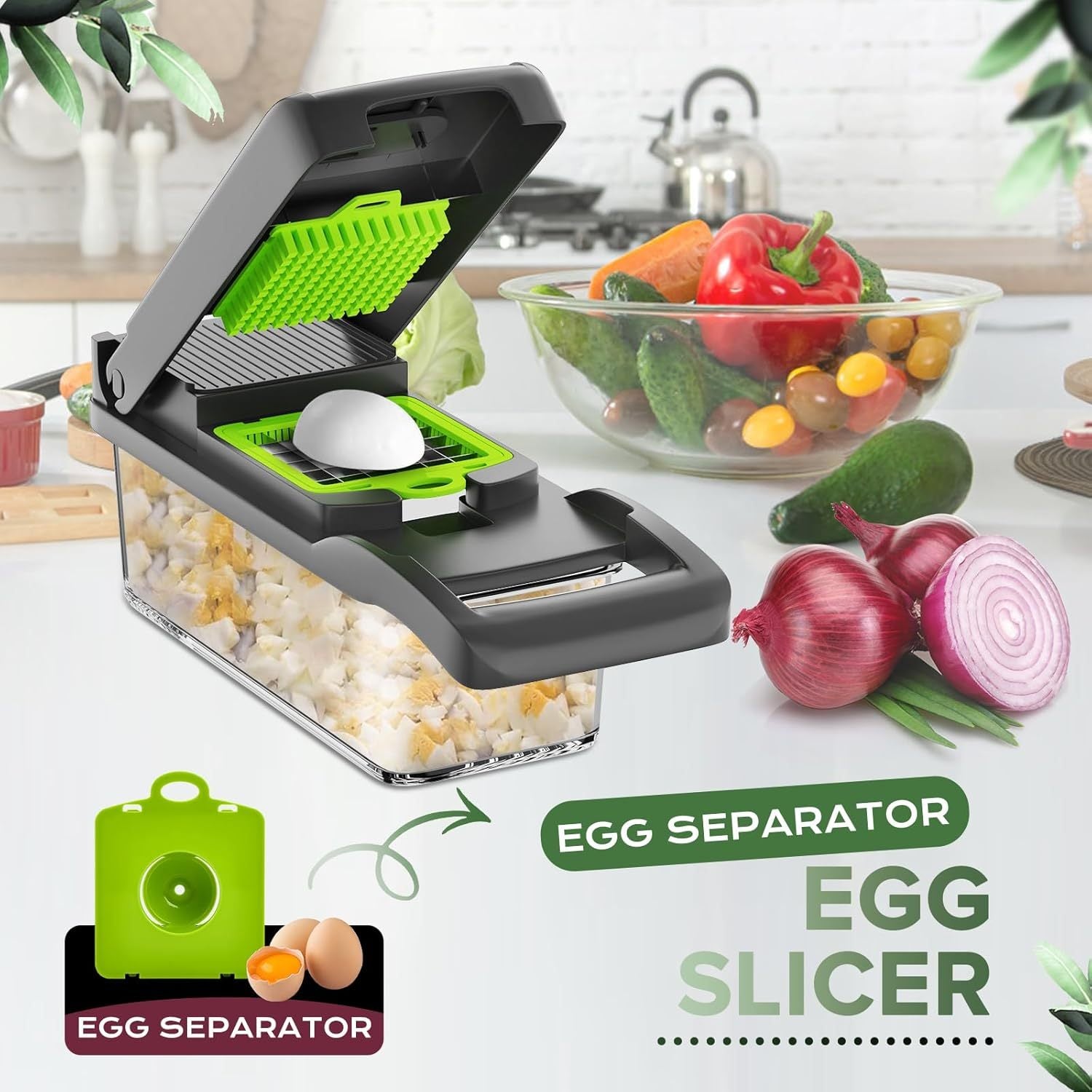 16-in-1 Vegetable Chopper & Slicer with Container – Multi-Functional Kitchen Gadget for Fruits, Vegetables & Salads